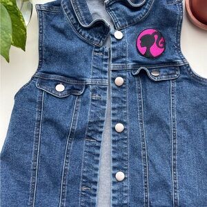 Girls Barbie Denim Vest with Pink Emblem (14-16)